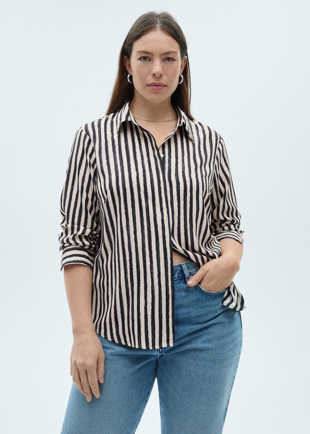 Striped flowy shirt - Ecru