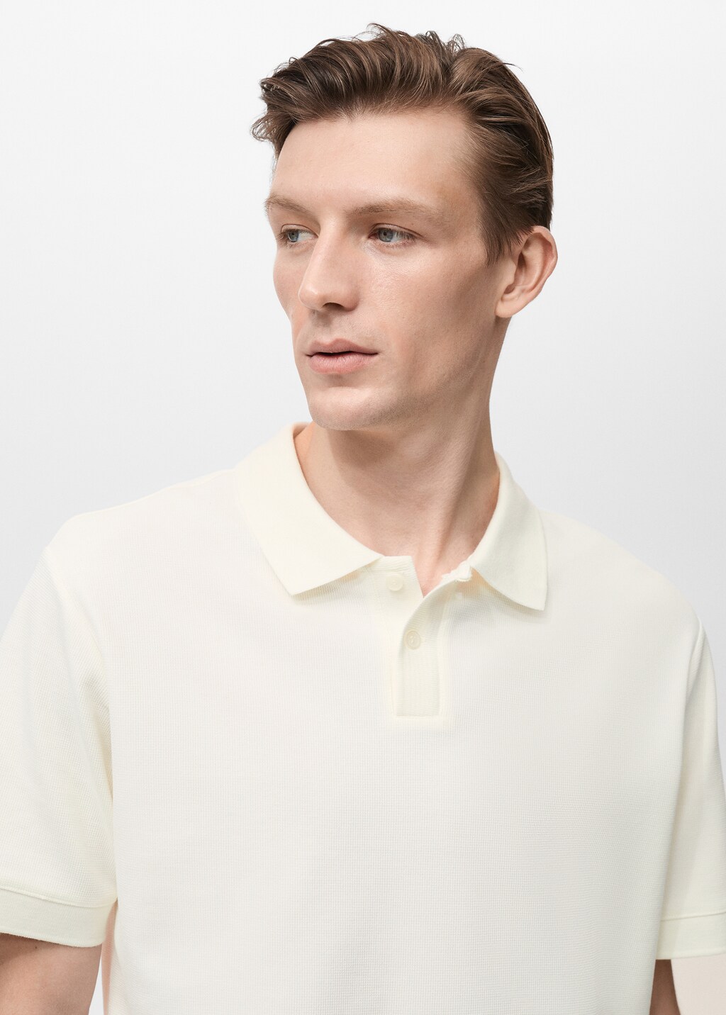 Structured knitted polo shirt - White