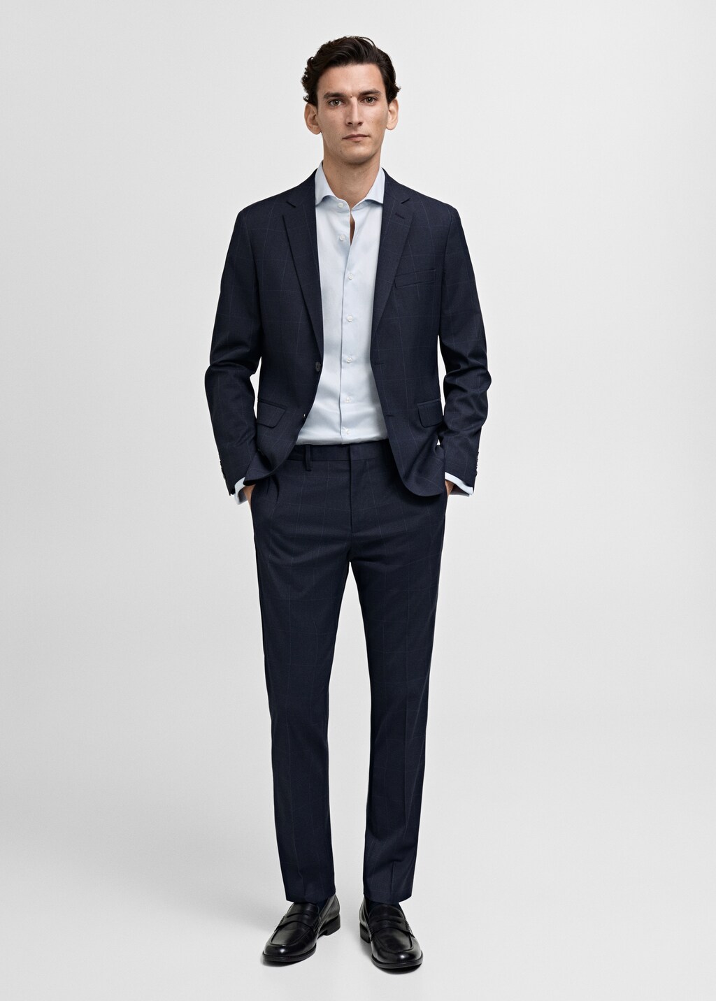 Slim-fit twill fabric suit with shirt cufflinks - White