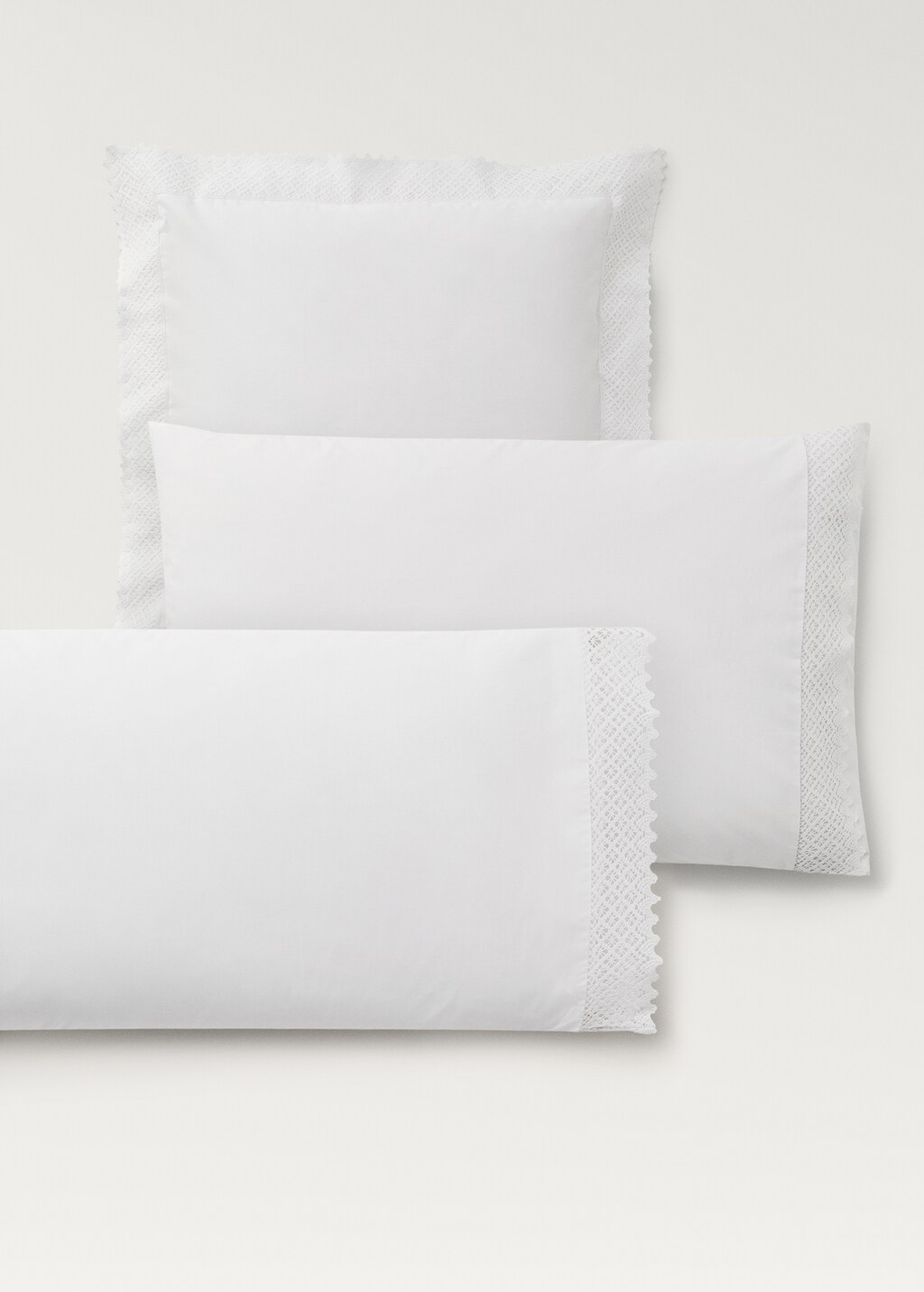 Lace-detail pillowcase 60x60 cm - White