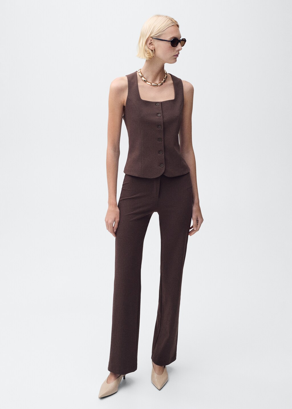 Slim-fit suit waistcoat - Chocolate