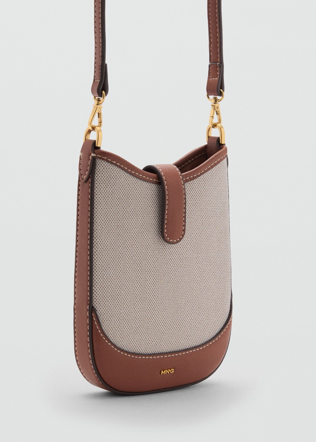 Contrasting canvas mobile case - Leather