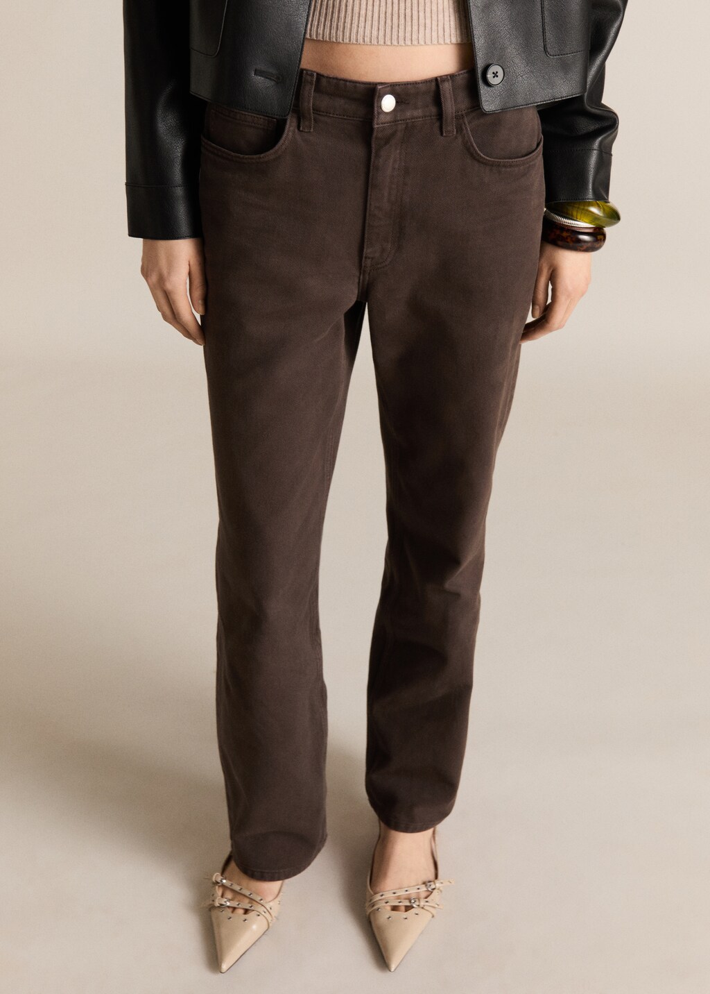 High waist straight jeans - Chocolate