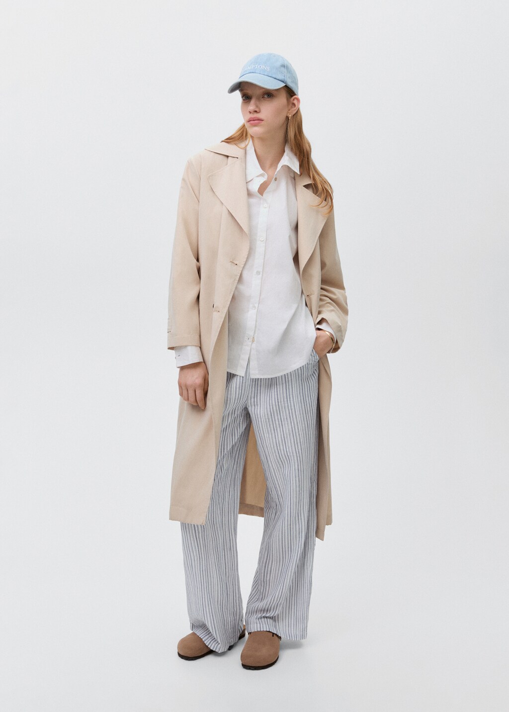 Striped cotton trousers - Sky Blue