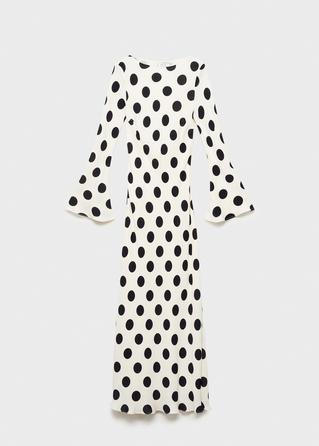Flared sleeve polka-dot dress - Ecru