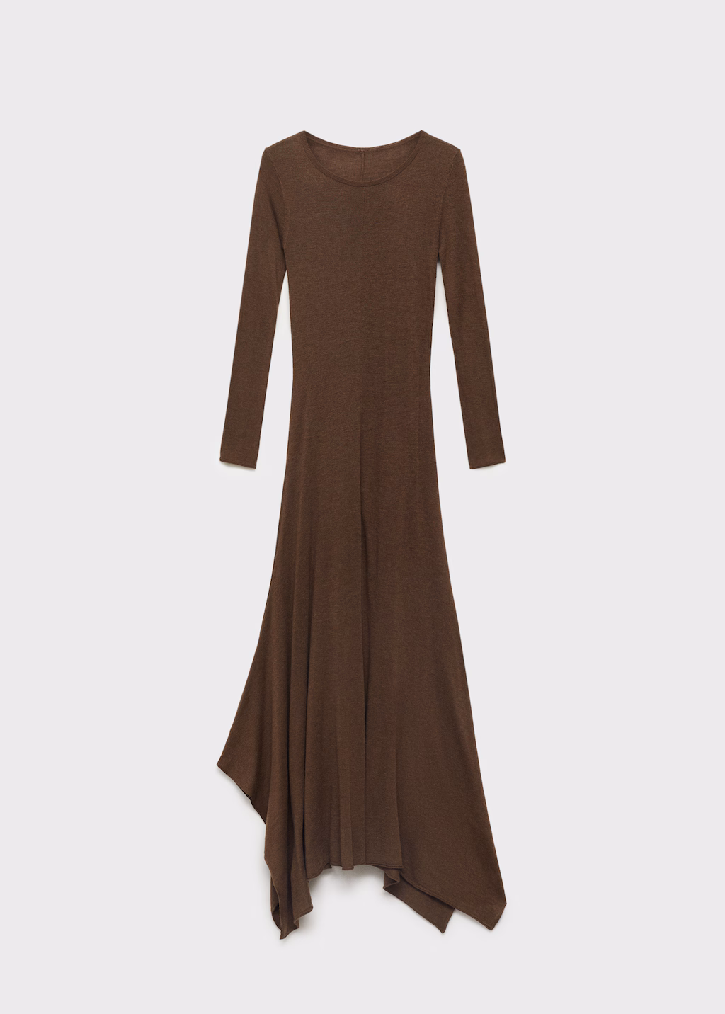 Asymmetrical low-knit dress - Caramel