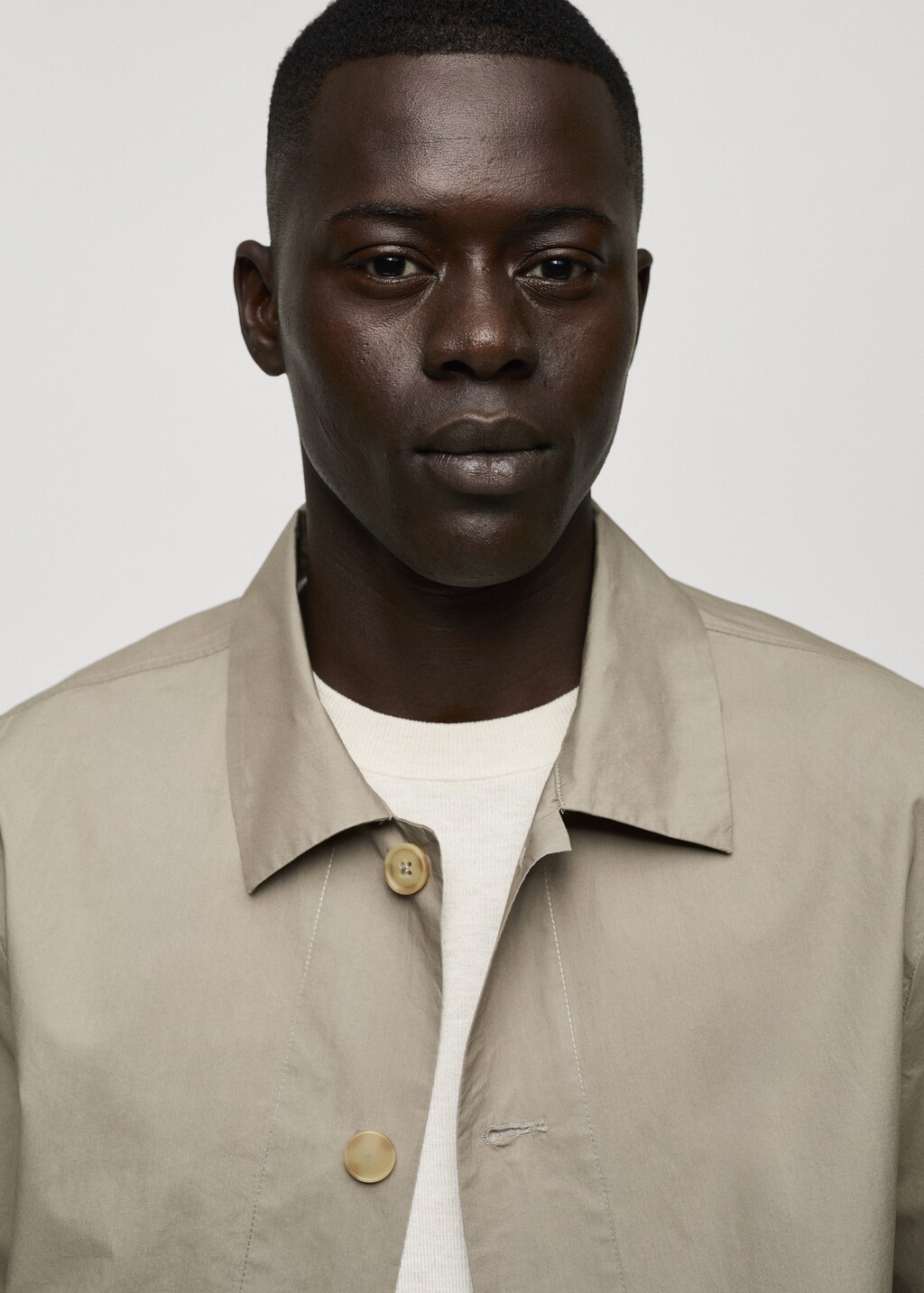 100% cotton poplin overshirt - Khaki