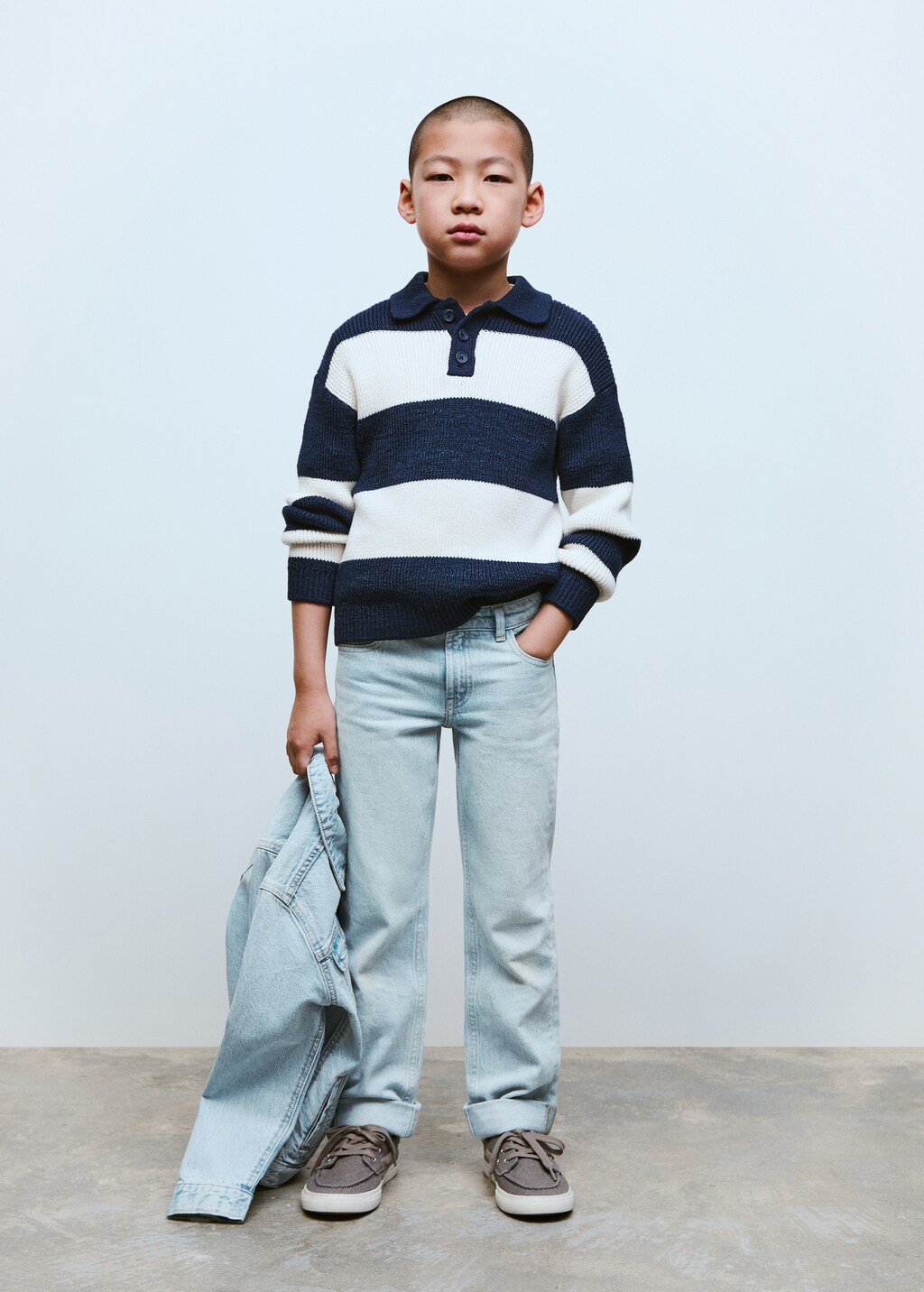 Straight jeans with turn-up - Medium Blue