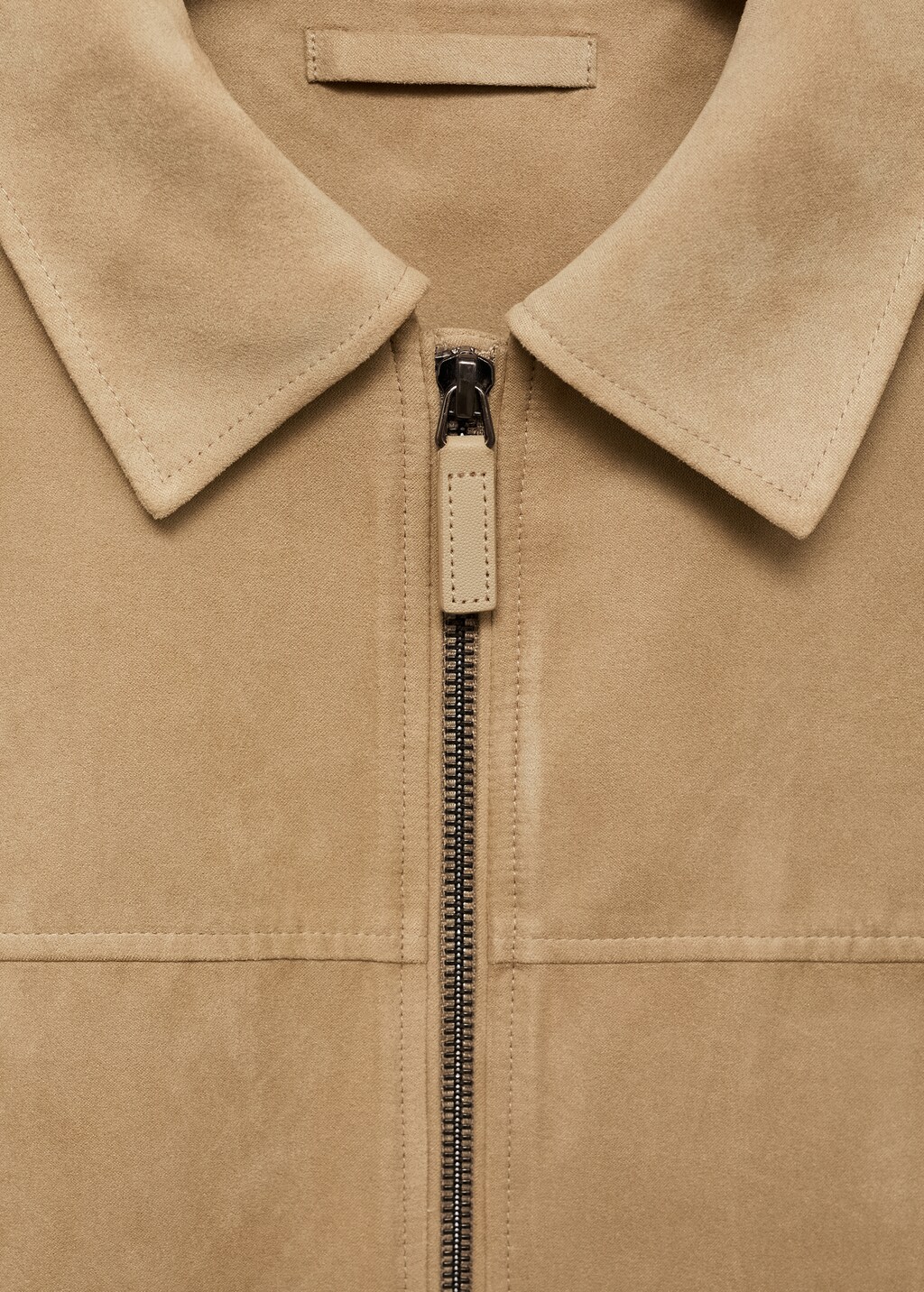Suede-effect jacket with zip - Beige