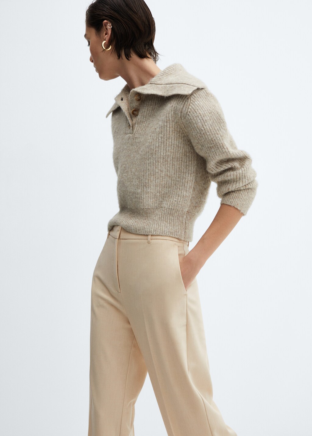 Low-waist wideleg trousers - Black