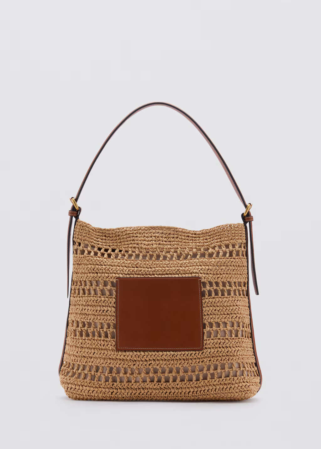Natural fibre shoulder bag - Leather