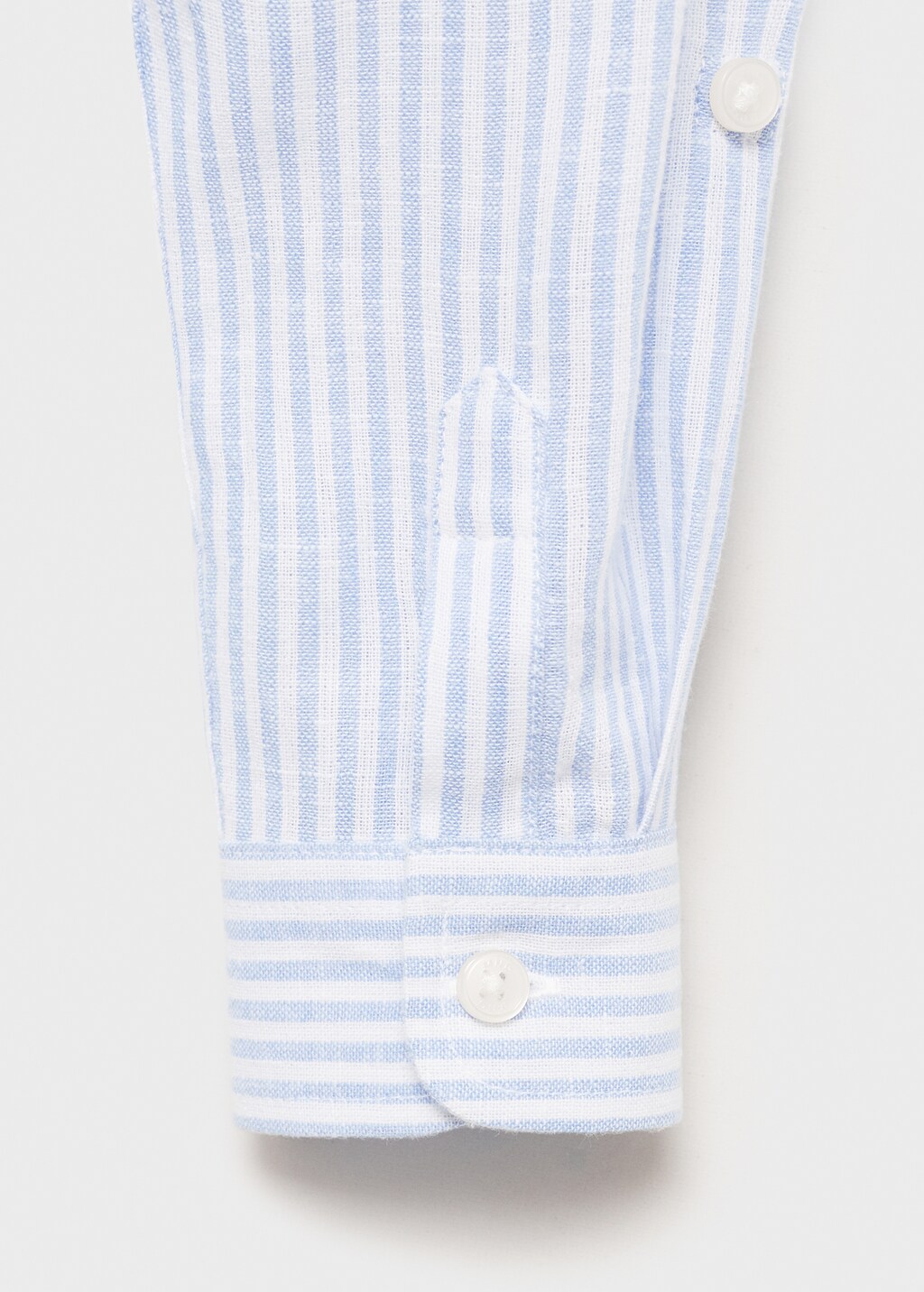 Striped mandarin-collar linen shirt - Blue