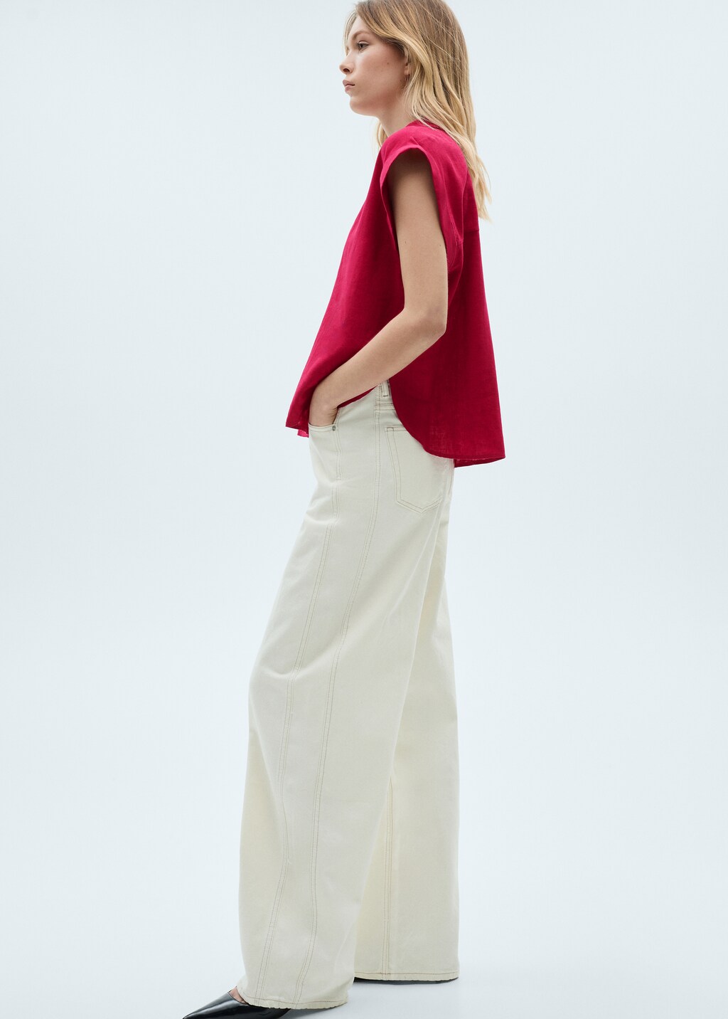 Flowing linen blouse - White