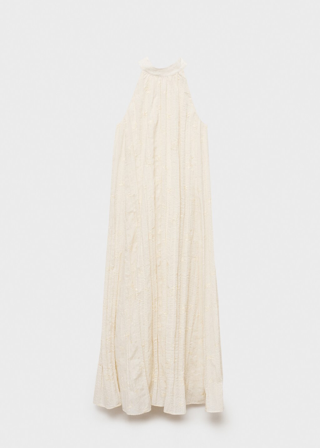 Embroidered linen-blend dress - Sand