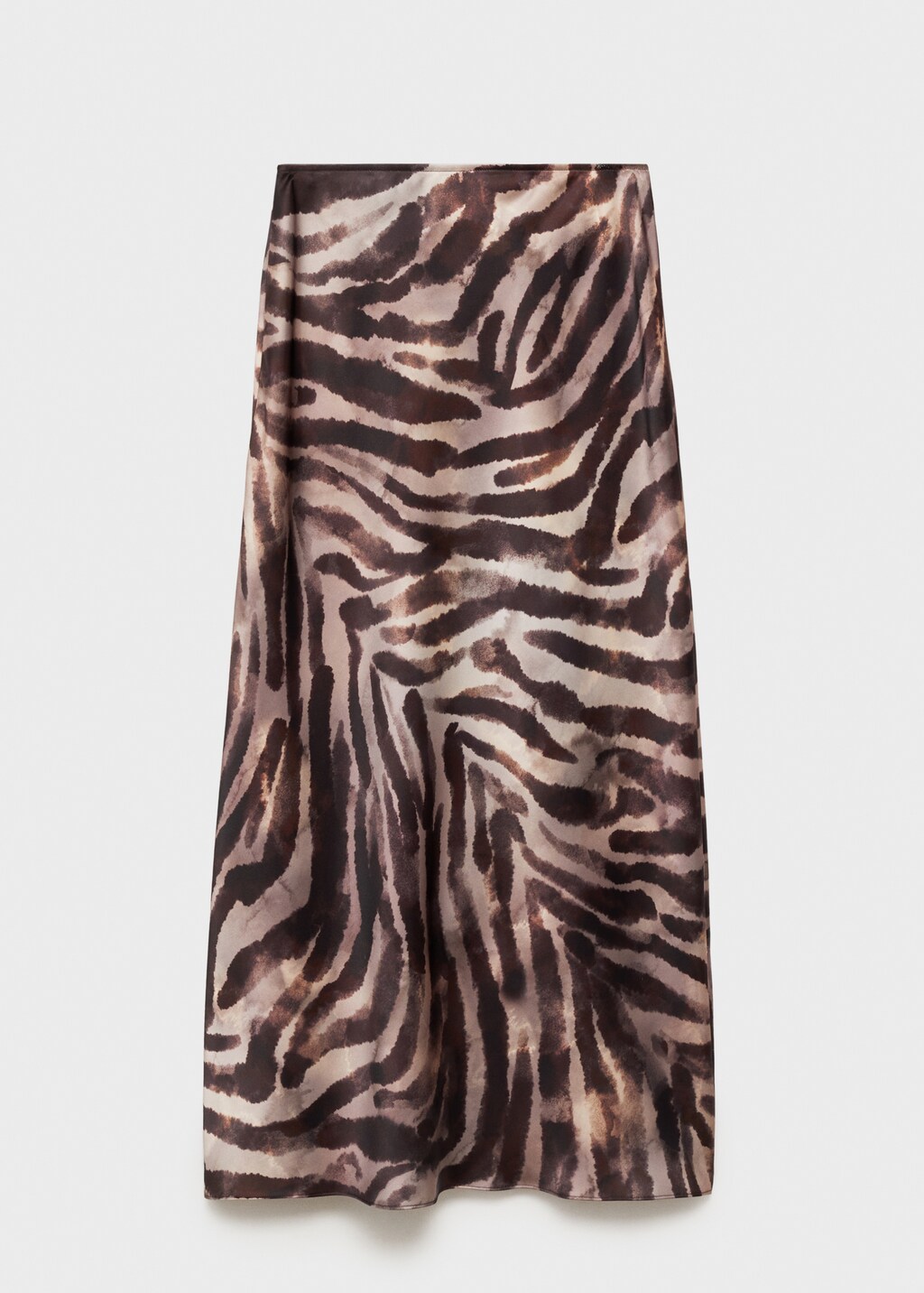Long satin zebra skirt - Brown