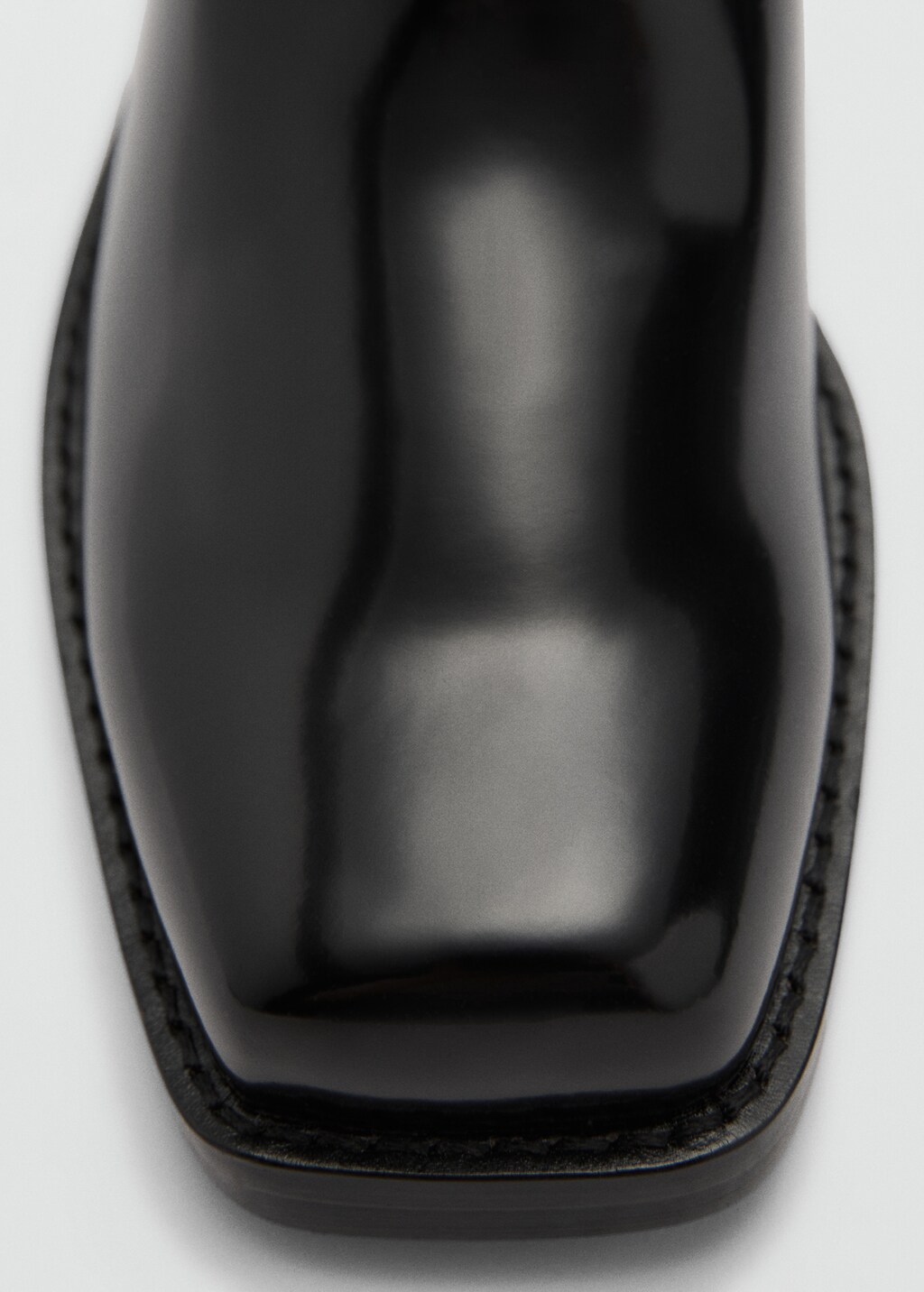 Square toe boot with metallic details - Black