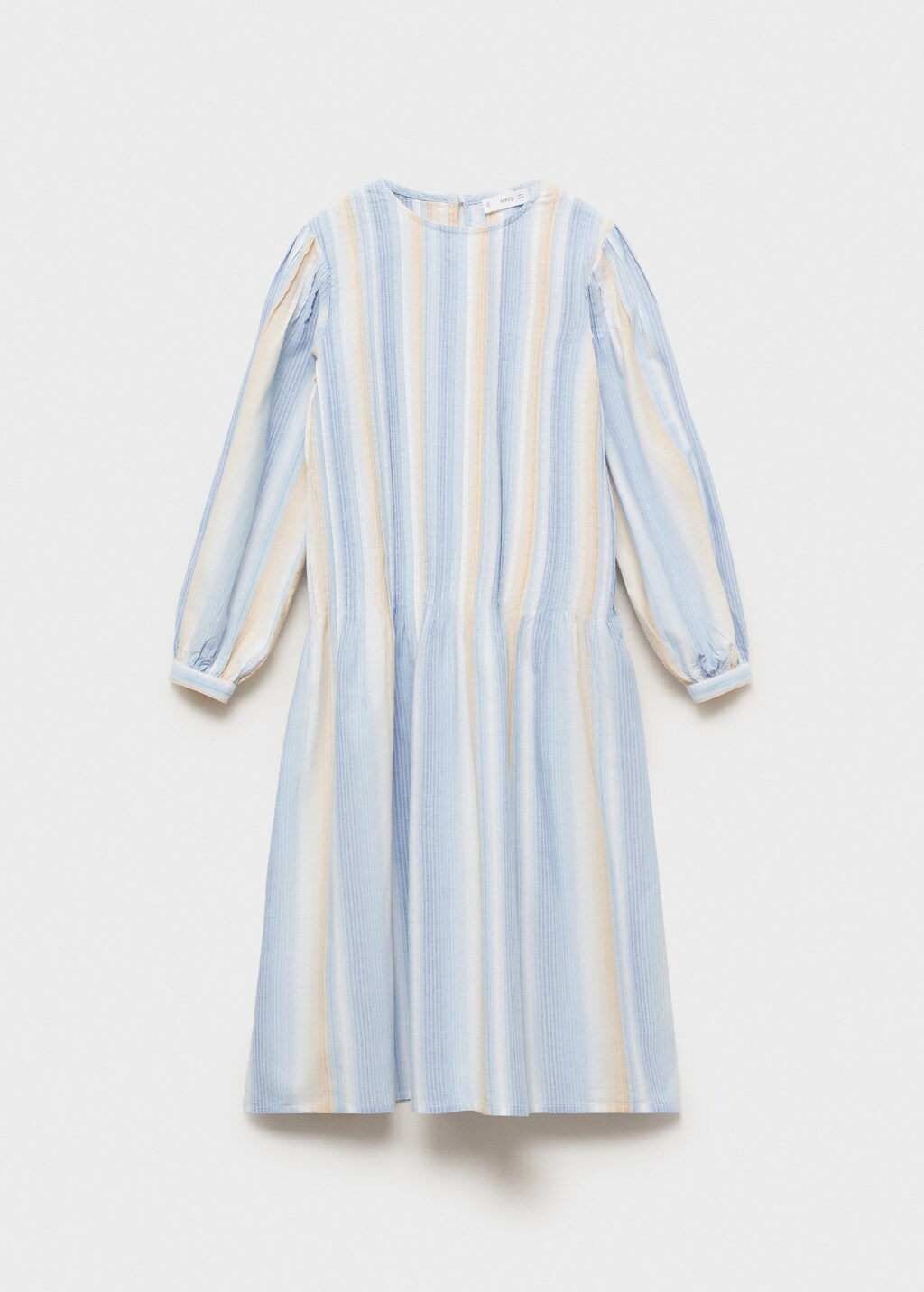 Striped gathered dress - Sky Blue