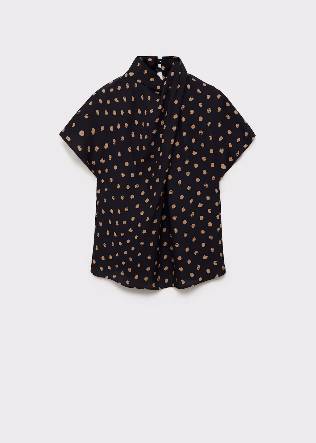 Polka-dot blouse with draped collar - Black