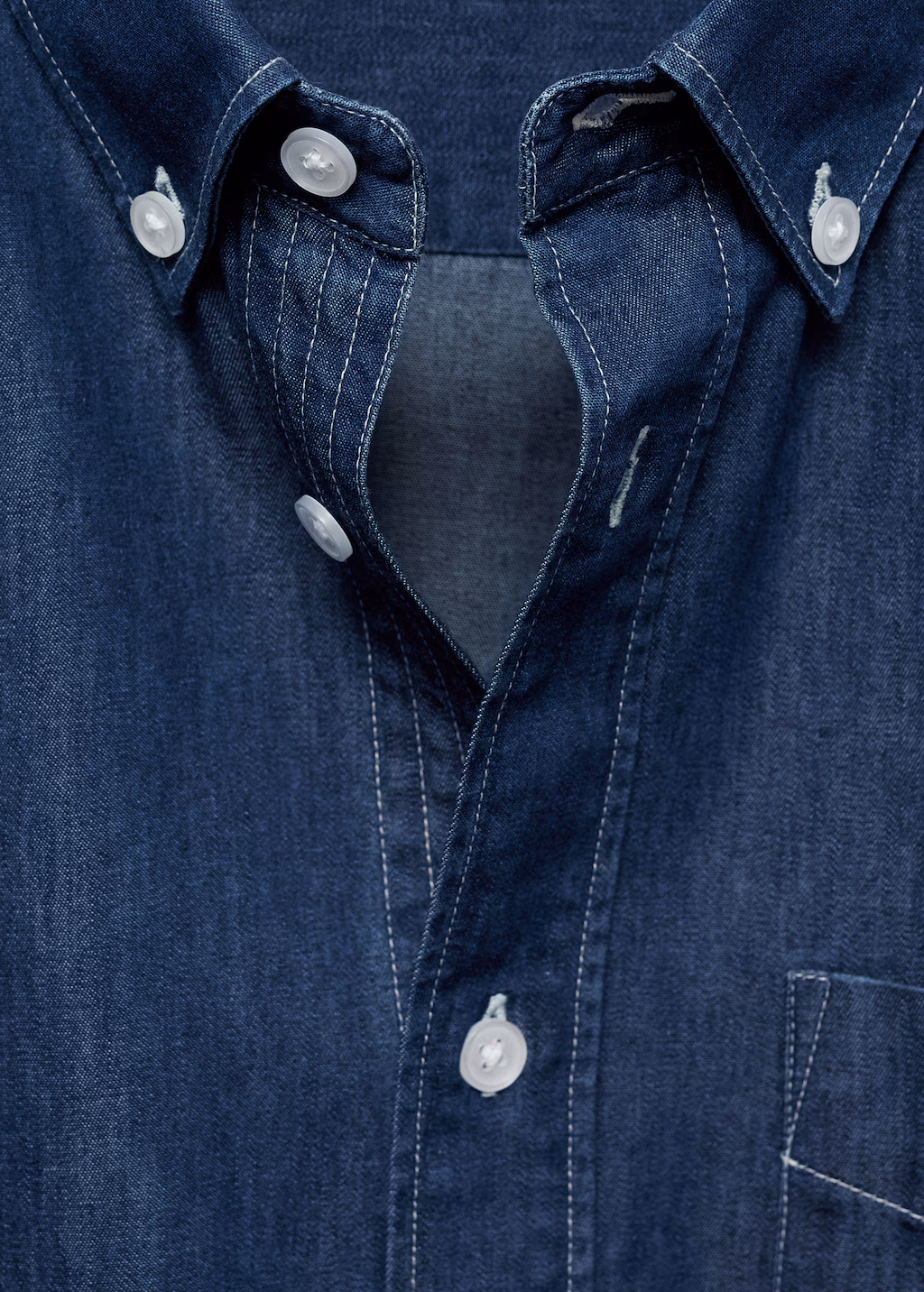 Regular-fit chambray cotton shirt - Dark Blue