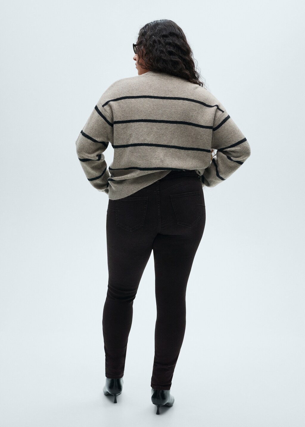 Waxed skinny pushup jeans - Black