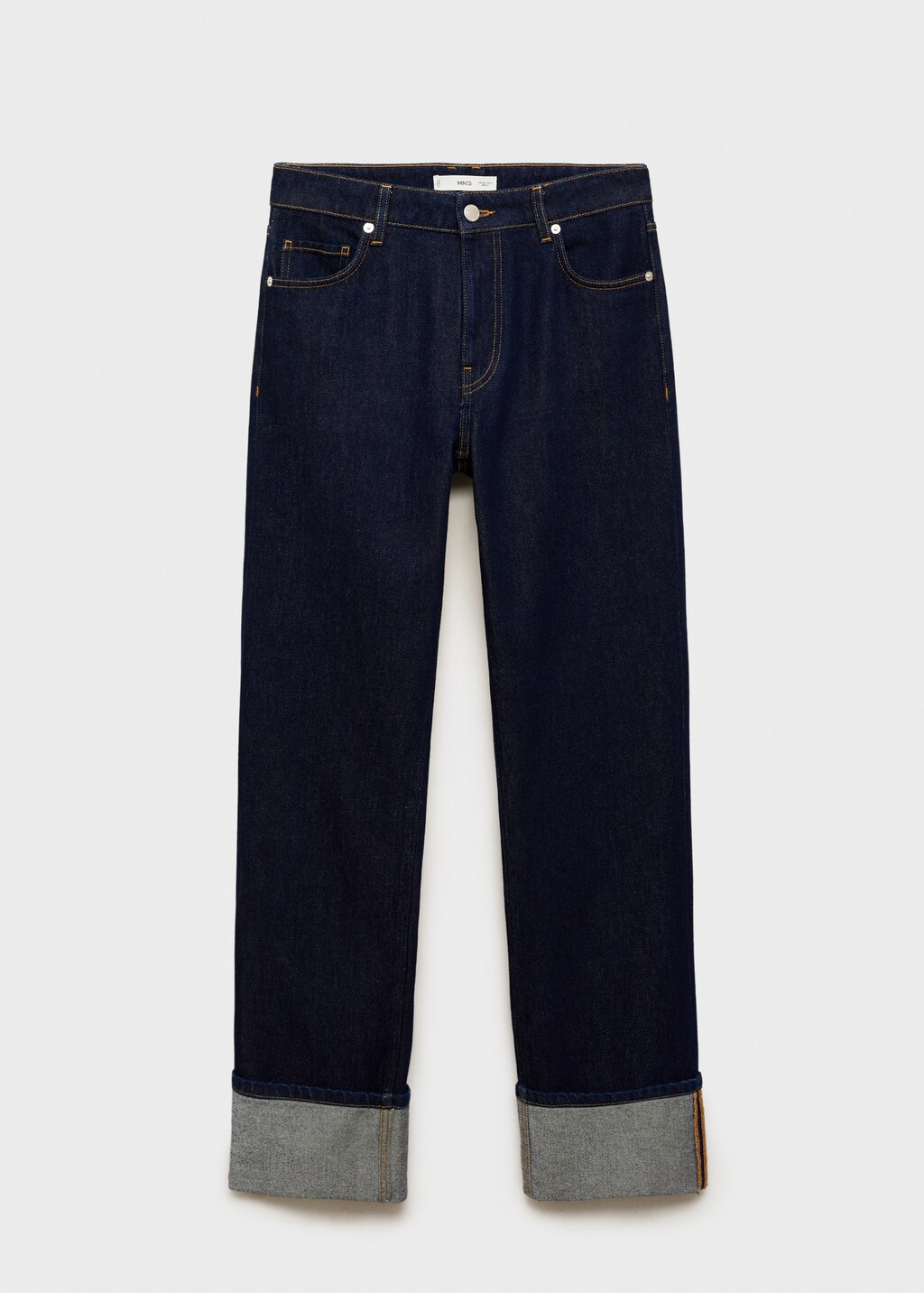 Rinse-wash jeans with cuffs - Open Blue