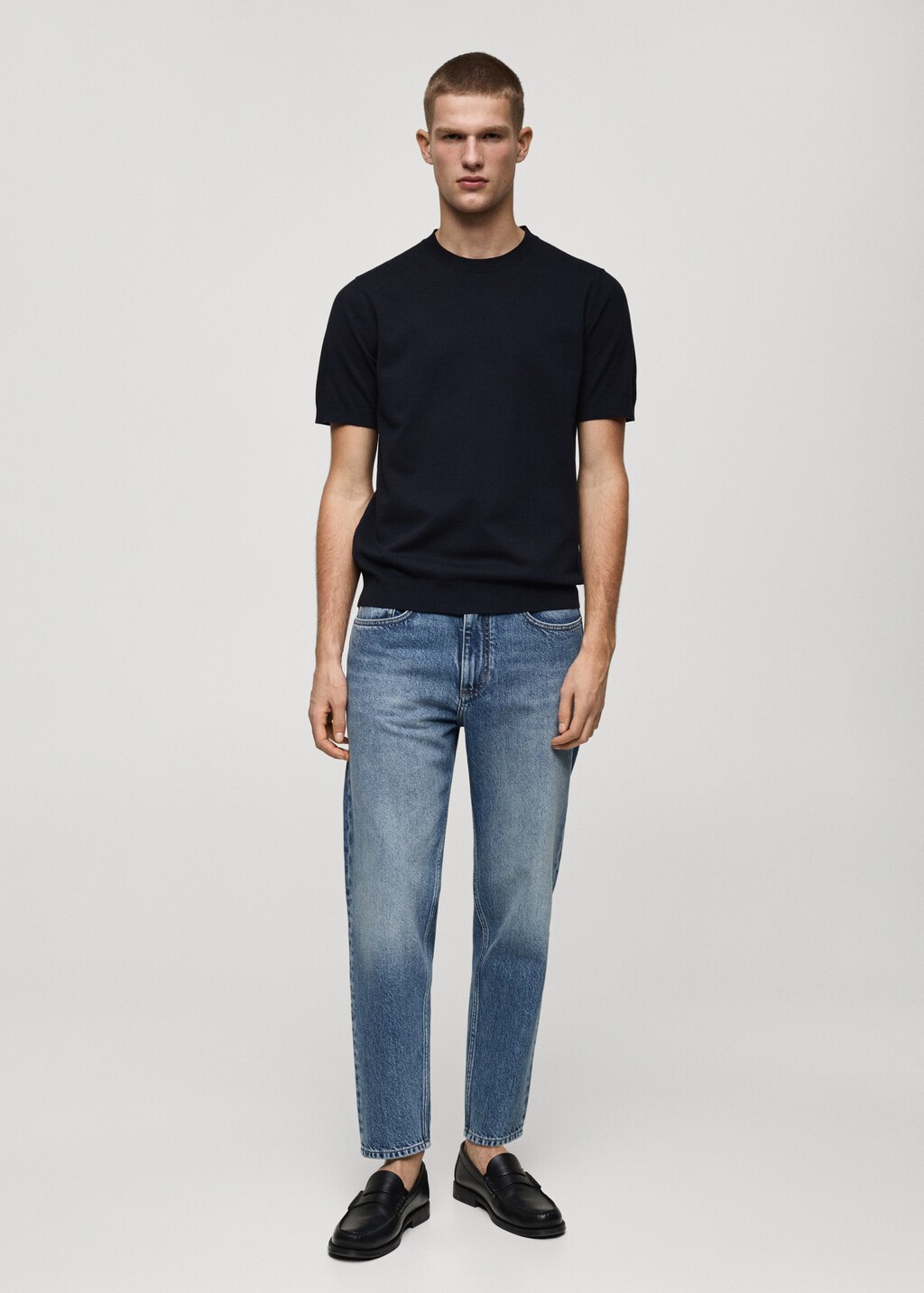 Cropped tapered-fit jeans - Bleach Blue