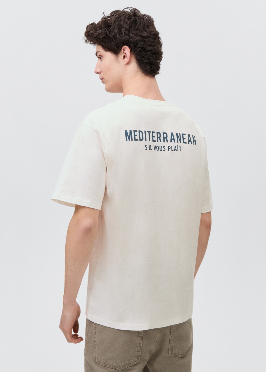 Cotton t-shirt with printed message - Off White