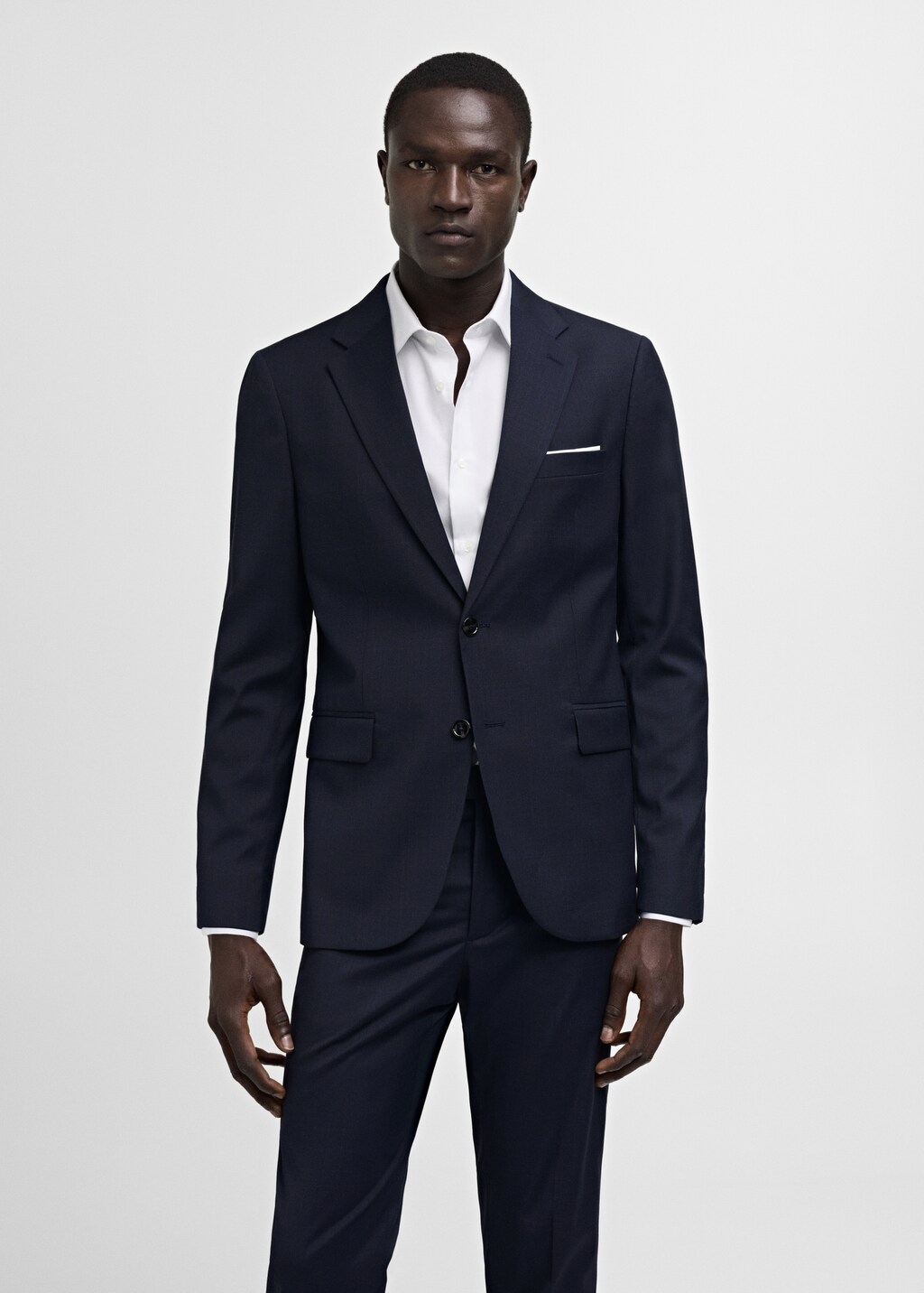 Stretch-fabric slim-fit suit jacket - Dark Navy