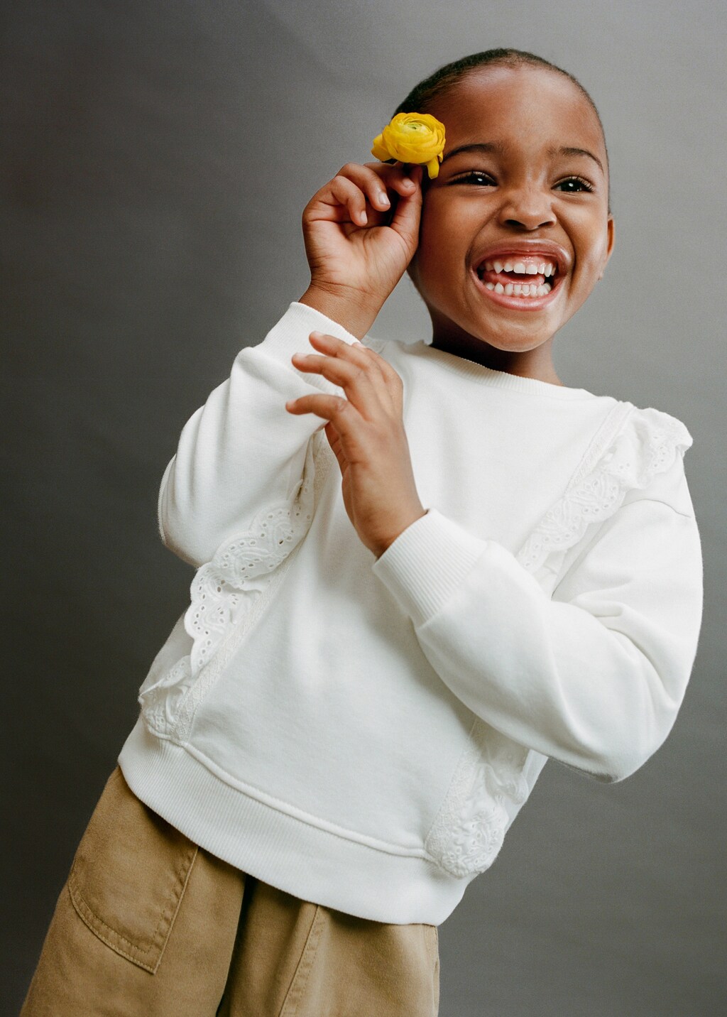 Ruffle detail sweatshirt - Off White