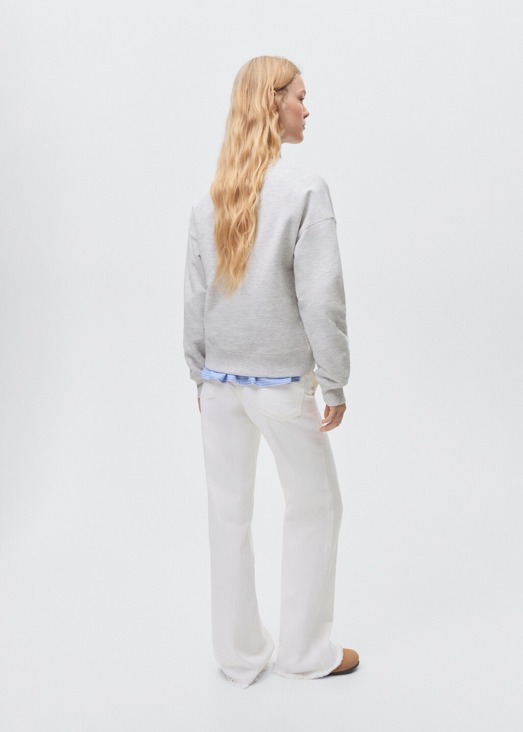 Wideleg low frayed hem jeans - White