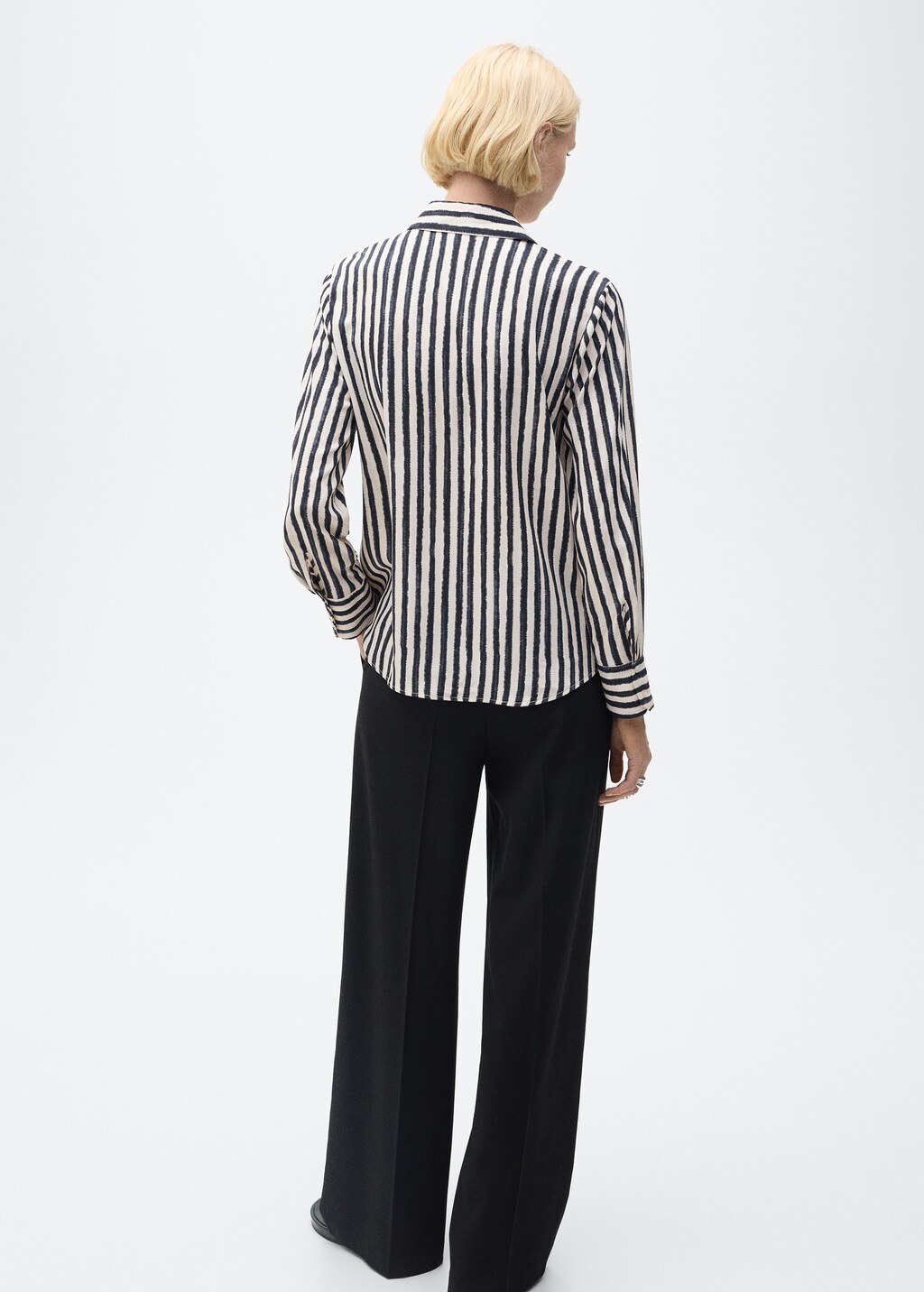 Striped flowy shirt - Ecru