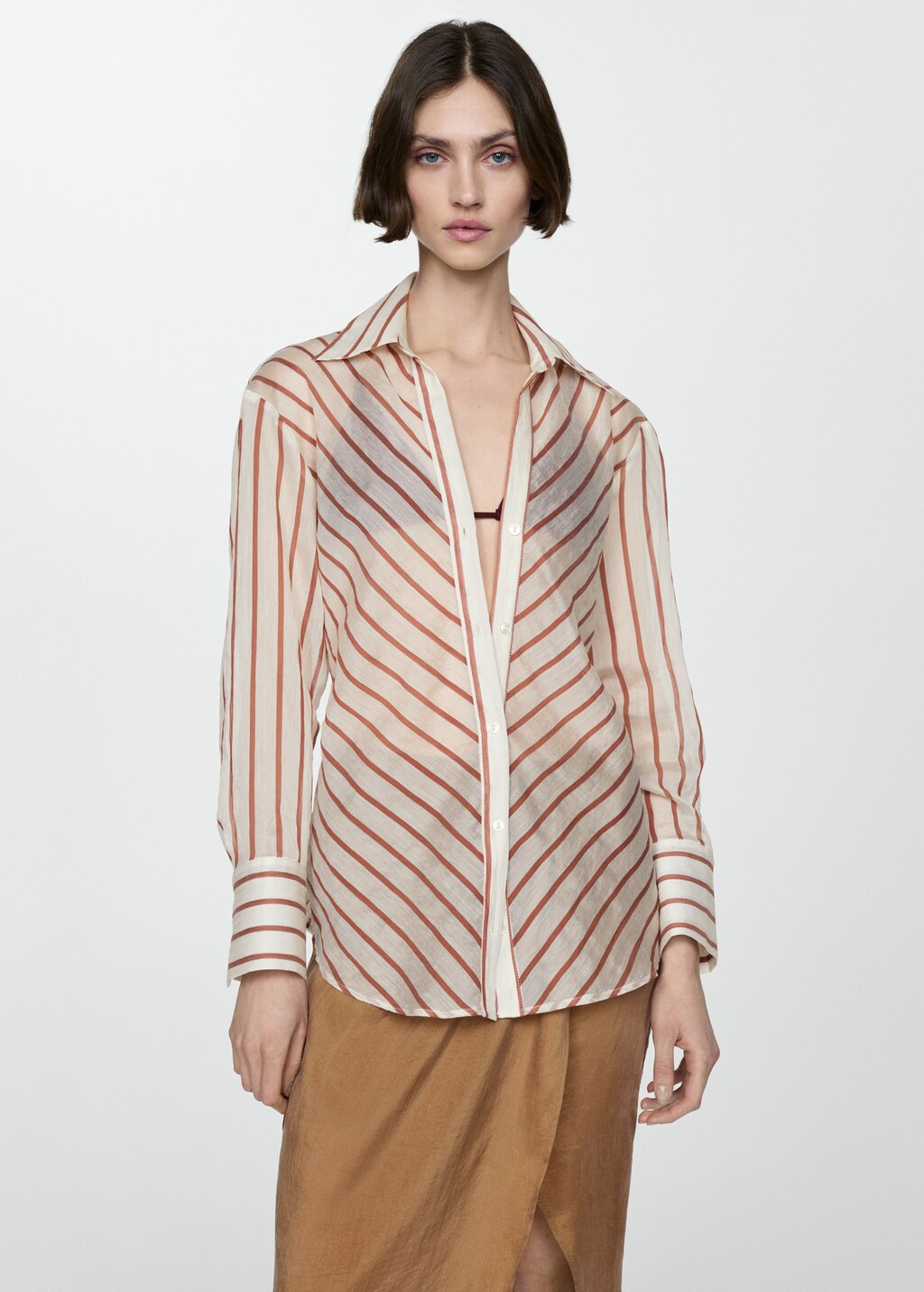 Semi-transparent striped shirt - Off White