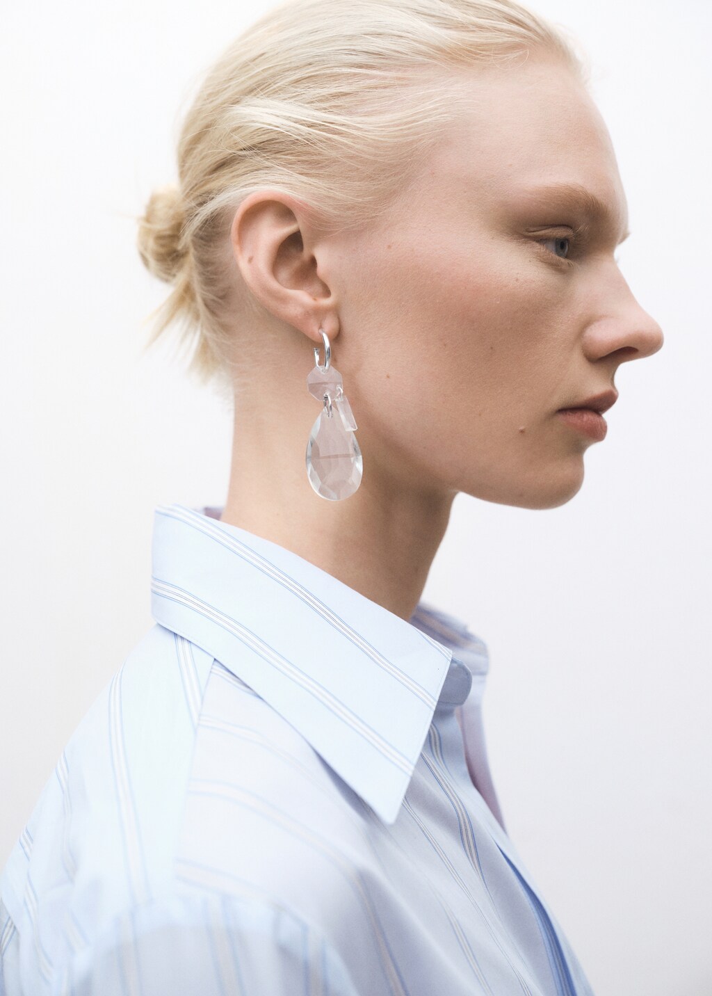 Regular striped cotton shirt - Sky Blue