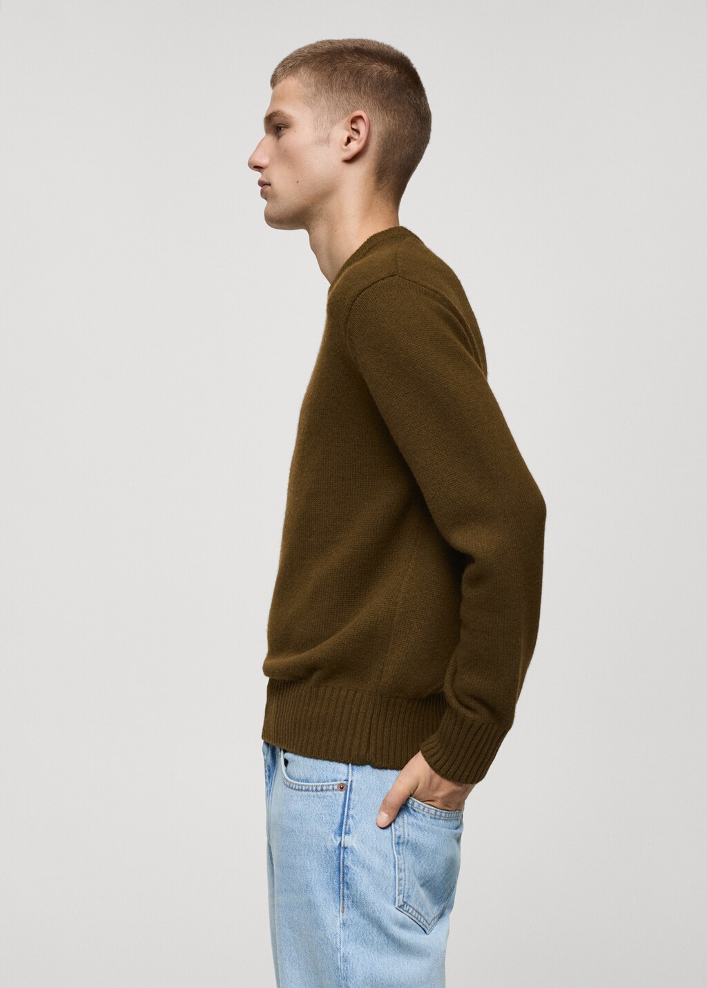 Knitted wool blend sweater - Olive Green