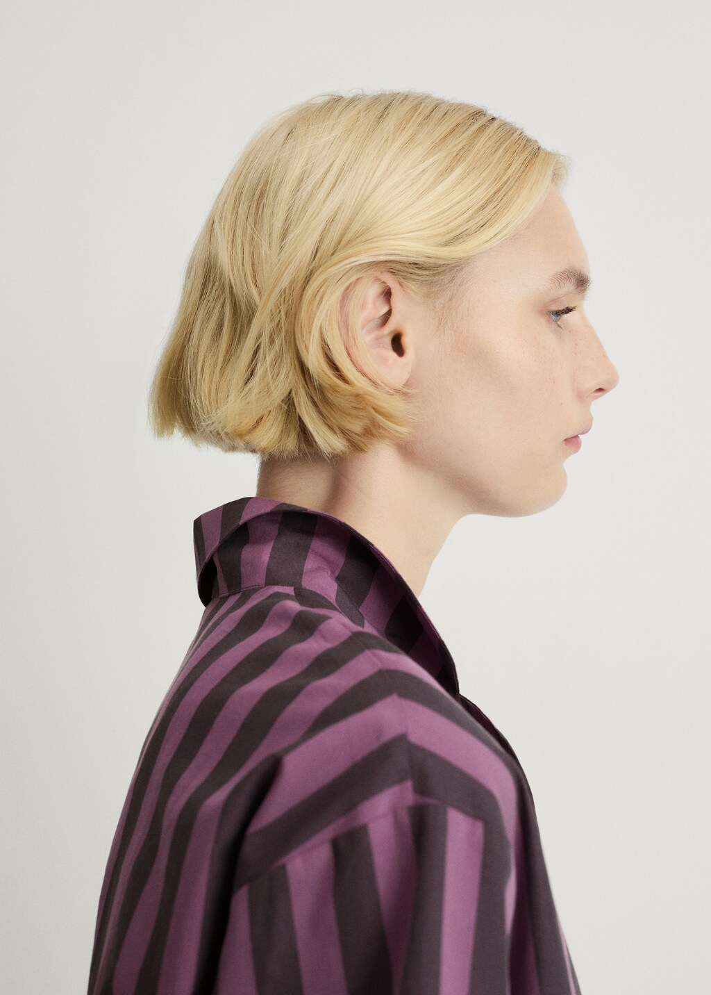 Woven two-tone striped t-shirt - Brown