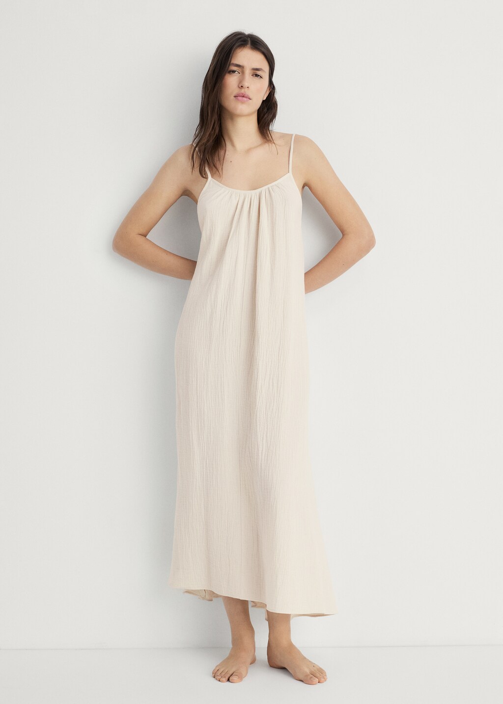 Plain cotton shirt - Beige