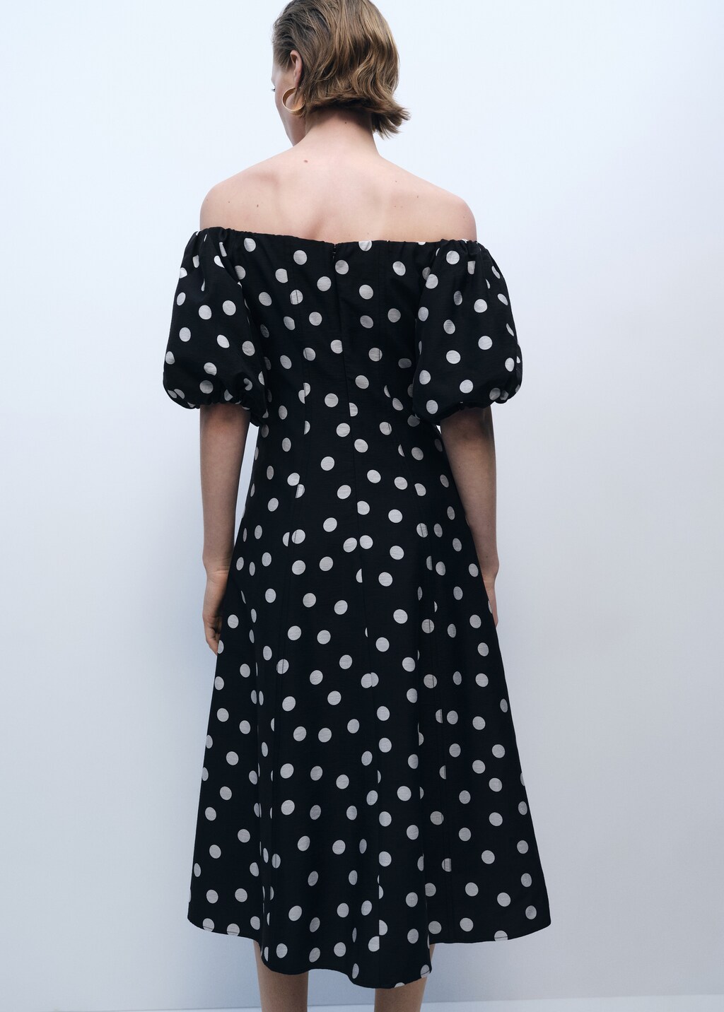 Strapless polka dot dress - Black