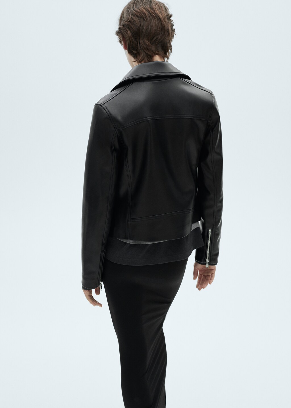 Leather-effect biker jacket - Black