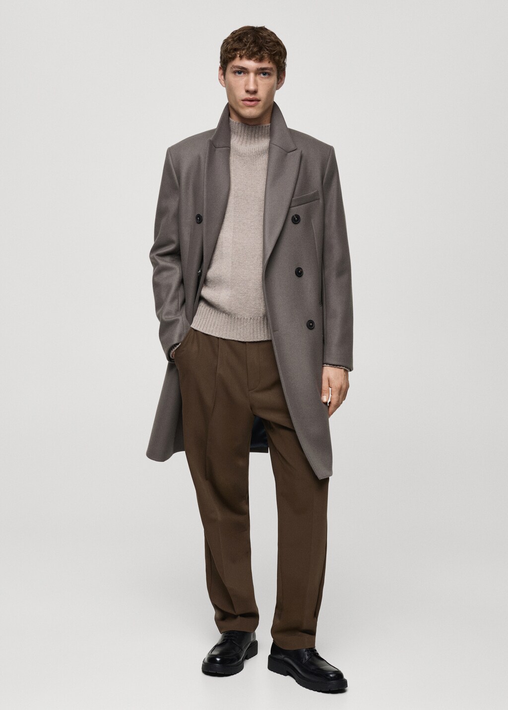 Regular-fit pleated flowy trousers - Grey