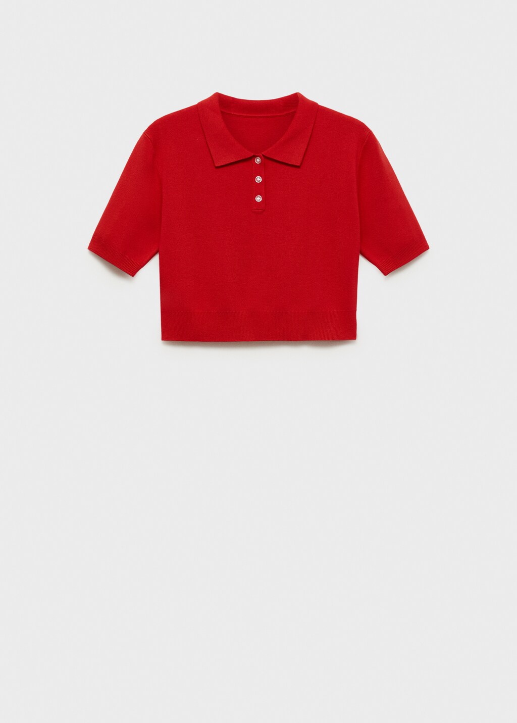 Cropped knitted polo shirt - Red