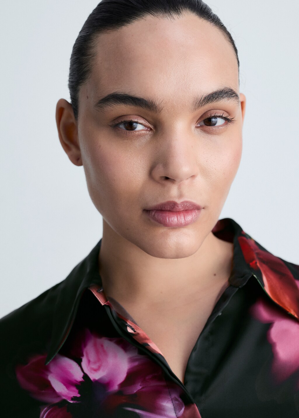 Satin print shirt - Black