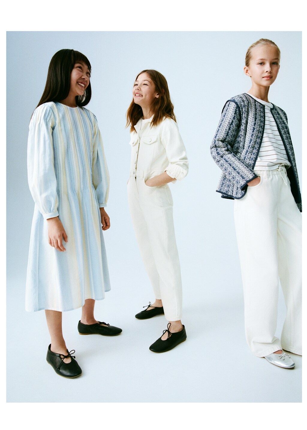 Striped gathered dress - Sky Blue