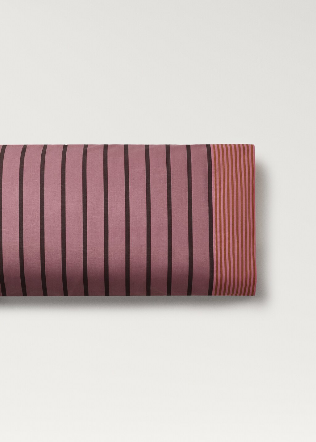 Cotton percale multi-striped pillowcase, 45x110 cm - Aqua Green