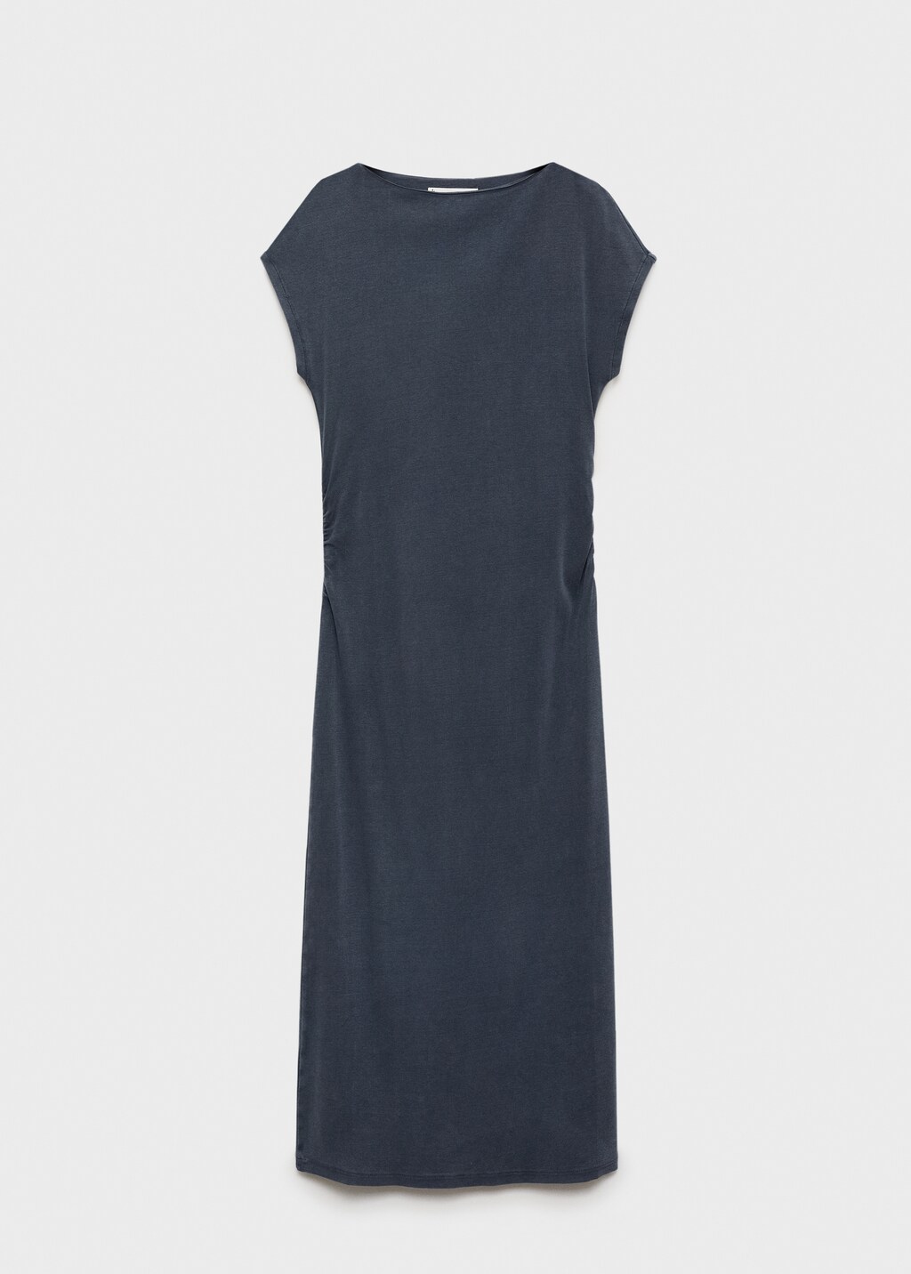 Cotton dress with gathered sides - Black