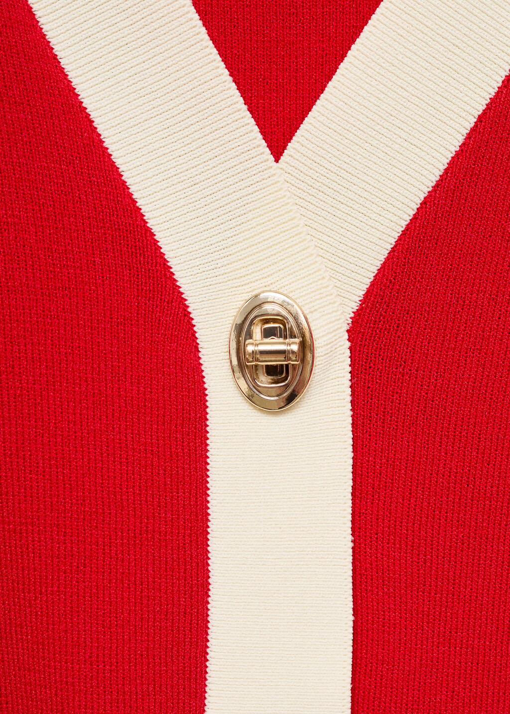 Knitted cardigan with contrasting trims - Red