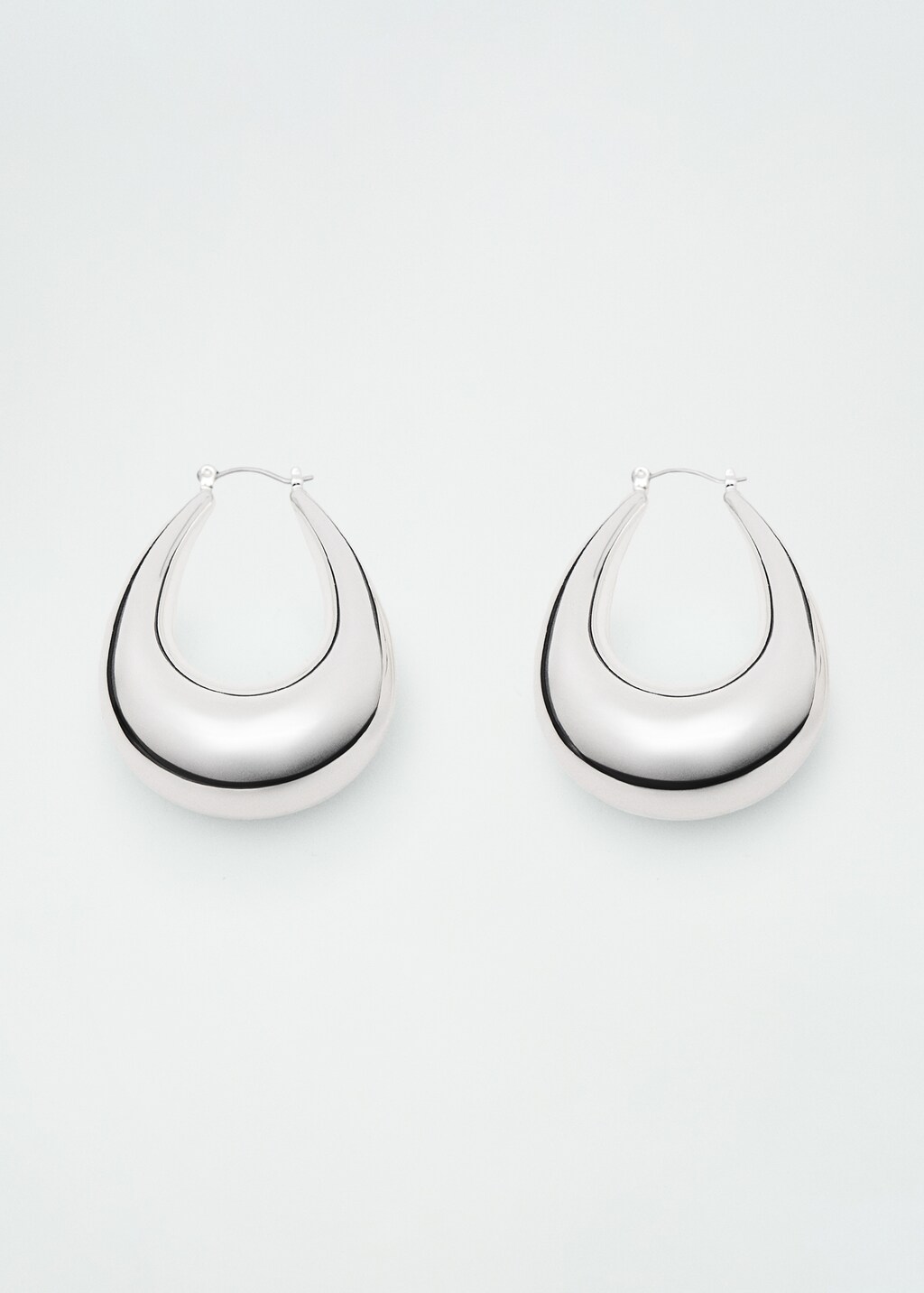 Volume oval-hoop earrings - Silver
