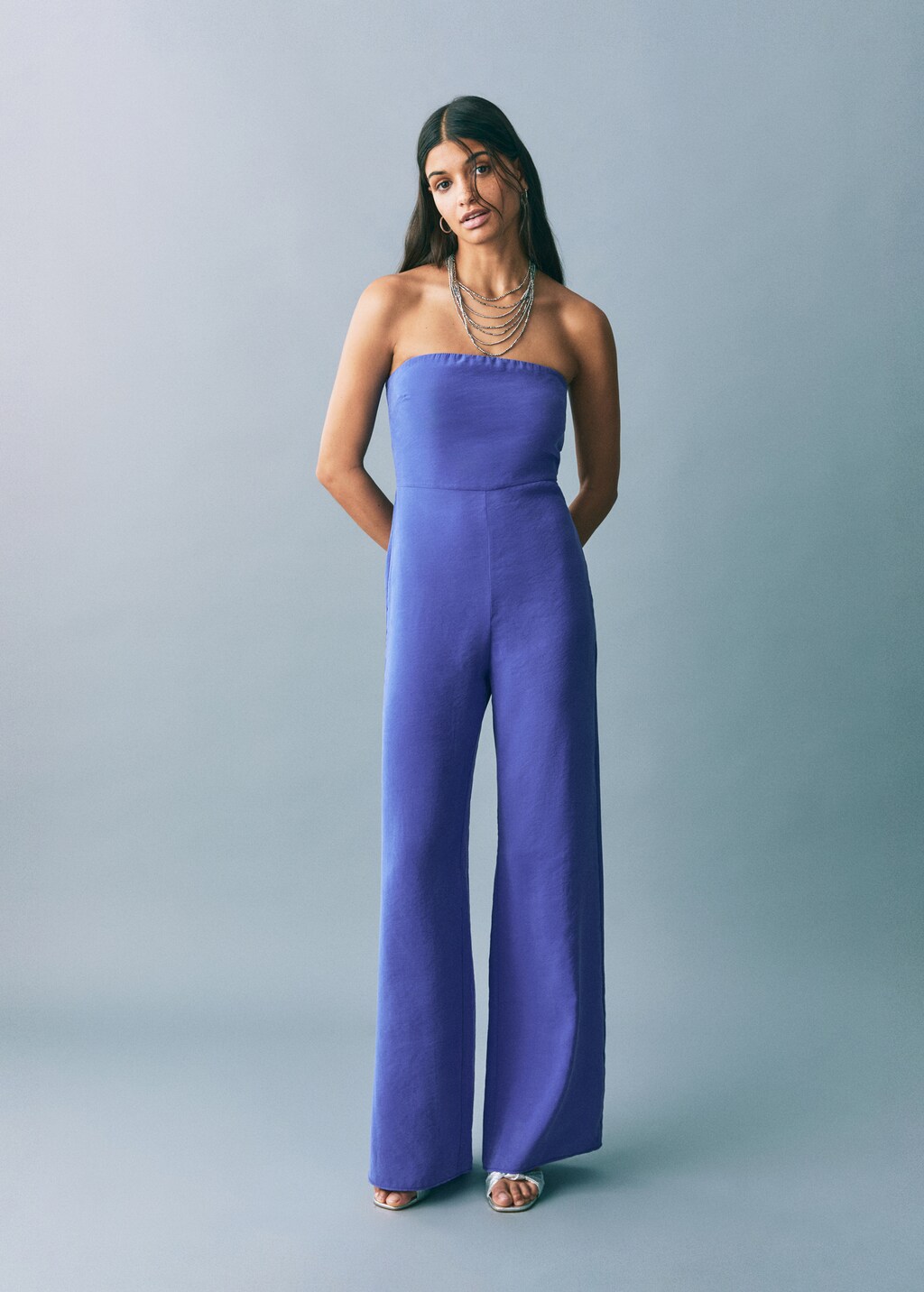 Long strapless jumpsuit - Vibrant blue