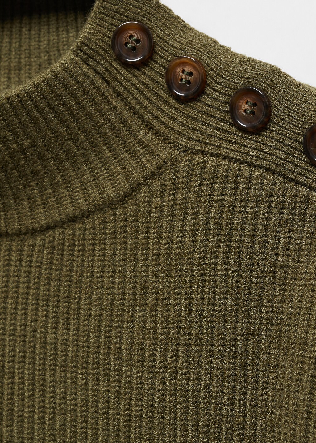 Shouder buttons ribbed sweater - Beige