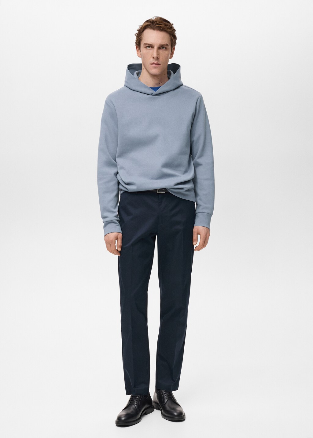 Regular-fit cotton hoodie - Night Blue