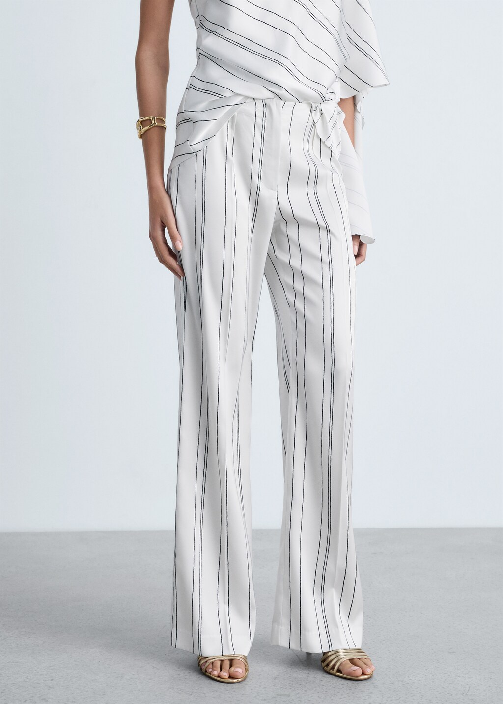 Straight striped trousers - White
